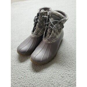 SPERRY Woman’s Saltwater Rain/Snow Boots, Nylon Quilt Gray Size 7.5